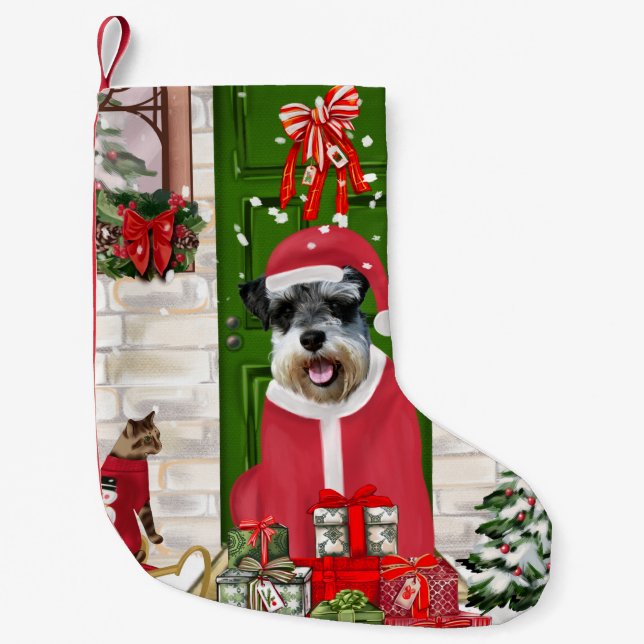 Petite Chaussette De Noël Schnauzer Chien Noël (Devant)