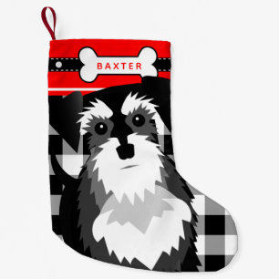 Petite Chaussette De Noël Schnauzer miniature Vieux-Mode Plaid Petite Chri
