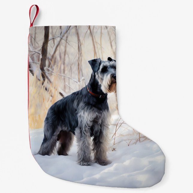Petite Chaussette De Noël Schnauzer Qu'il neige Noël (Devant)