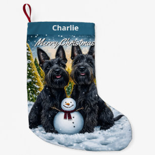 Petite Chaussette De Noël Scottish Terriers et Noël des Snowman