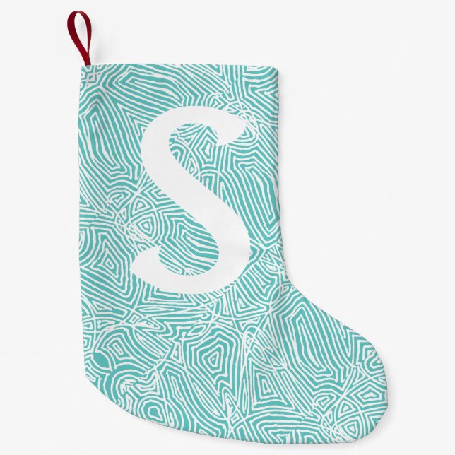 Petite Chaussette De Noël Scribbleprint turquoise (Devant)