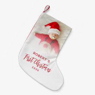 Petite Chaussette De Noël Script et photo de Noël pour bébé personnalisé