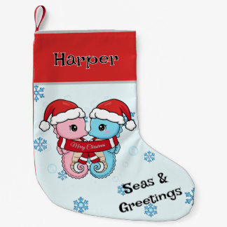 Petite Chaussette De Noël Seahorse Couple Personalized Christmas Stocking