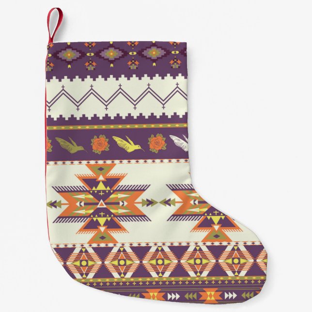 Petite Chaussette De Noël Seamless colorful aztec pattern (Devant)