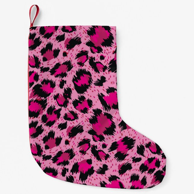 Petite Chaussette De Noël Seamless luxury pink leopard pattern. (Devant)