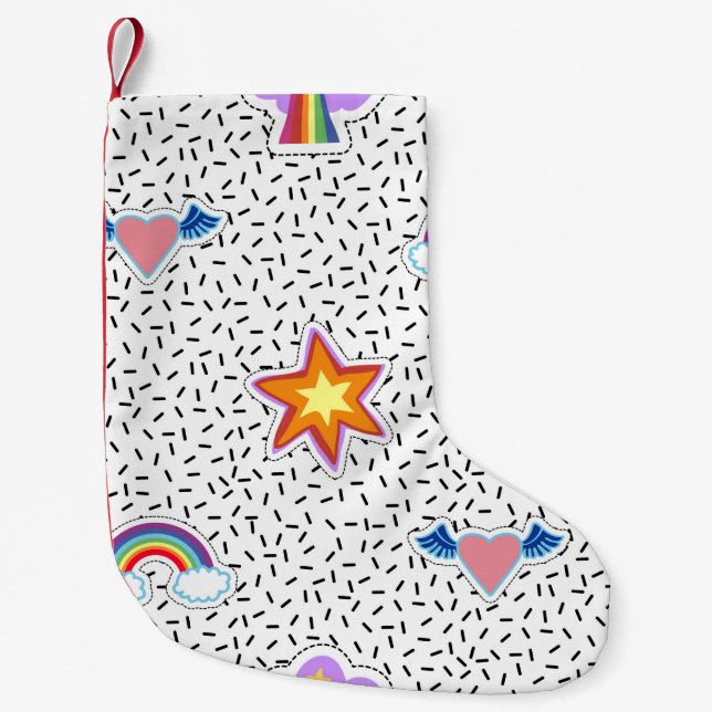 Petite Chaussette De Noël Seamless pattern background with patch cartoon sta (Devant)
