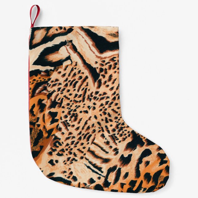 Petite Chaussette De Noël Seamless tiger, leopard and jaguar. Seamless textu (Devant)