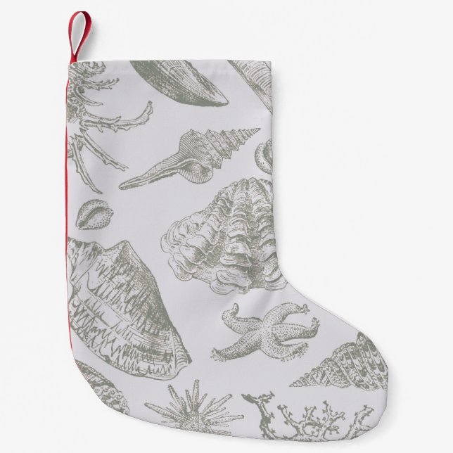 Petite Chaussette De Noël Seashell Soft Antique Art Beach Shops (Devant)