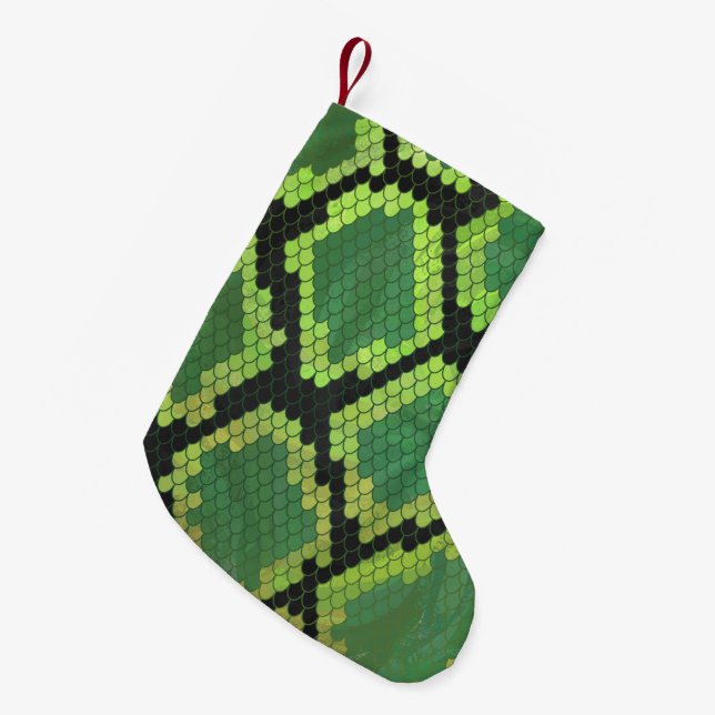 Petite Chaussette De Noël Serpent noir et vert (Devant (Accrochage))