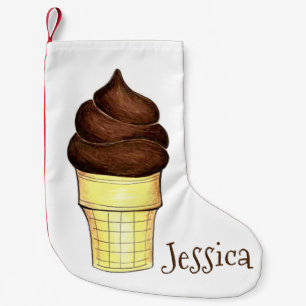 Petite Chaussette De Noël Servir Doux Chocolat Servir Le Dessert De Crème De