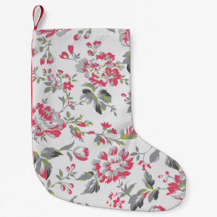 Petite Chaussette De Noël Shabby Chic Floral Rose Motif
