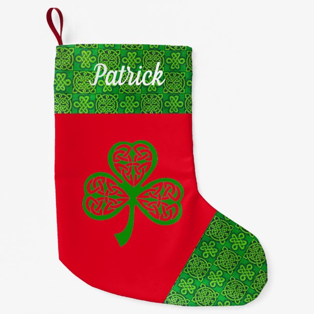 Petite Chaussette De Noël Shamrock celte irlandais Noël Stocking (Devant)