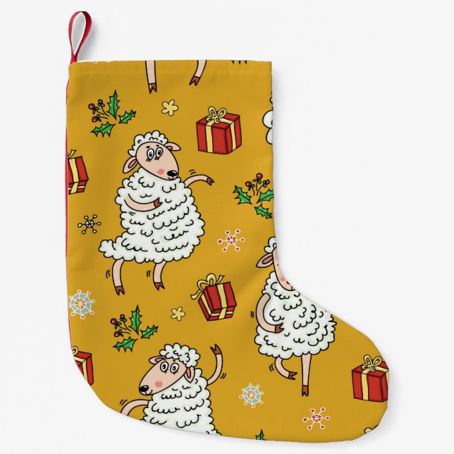 Petite Chaussette De Noël sheep background vintage (Devant)