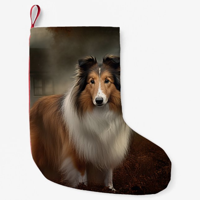 Petite Chaussette De Noël Sheltie Halloween Épouvantable (Devant)