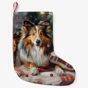 Petite Chaussette De Noël Shetland Sheepdog Festif de Noël