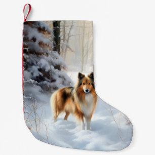 Petite Chaussette De Noël Shetland Sheepdog Qu'il neige Noël