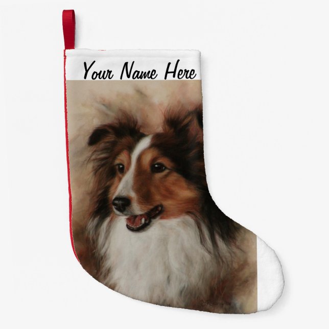 Petite Chaussette De Noël Shetland Sheepdog Sheltie sourire (Devant)
