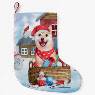 Petite Chaussette De Noël Shiba Inu Chien dans la neige Maison de Chien de N