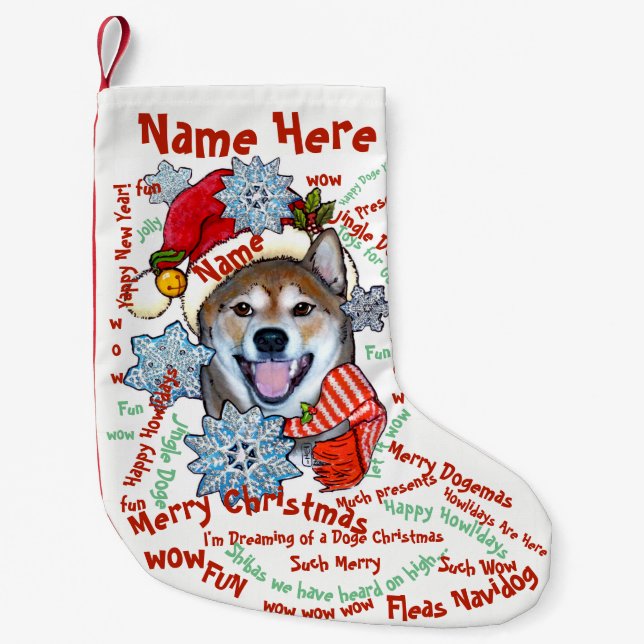 Petite Chaussette De Noël Shiba Inu Doge Noël Stocker Animal de compagnie Pe (Devant)