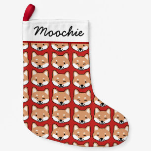 Petite Chaussette De Noël Shiba mignon Inu fait face à Noël de l'amoureux