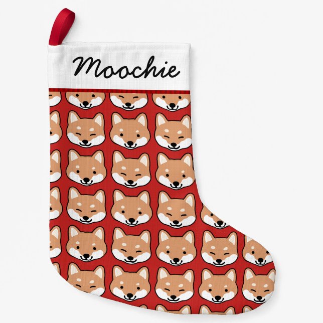 Petite Chaussette De Noël Shiba mignon Inu fait face à Noël de l'amoureux (Devant)