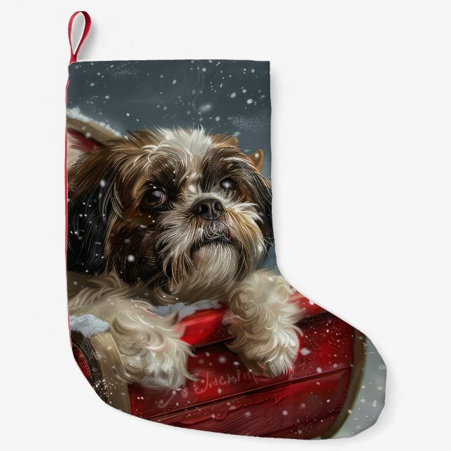 Petite Chaussette De Noël Shih Tzu Chien Festif de Noël (Devant)