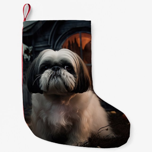 Petite Chaussette De Noël Shih Tzu Halloween Épouvantable (Devant)