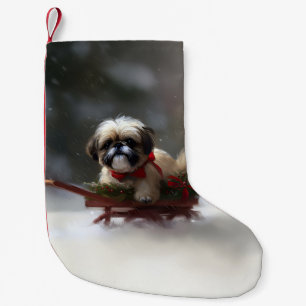 Petite Chaussette De Noël Shih Tzu Noël neige hiver