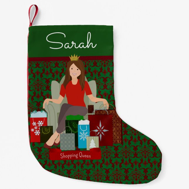 Petite Chaussette De Noël Shopping Queen Brunette Christmas Stocking (Devant)