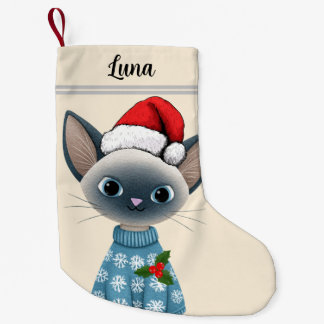 Petite Chaussette De Noël Siamese Cat Custom Pet