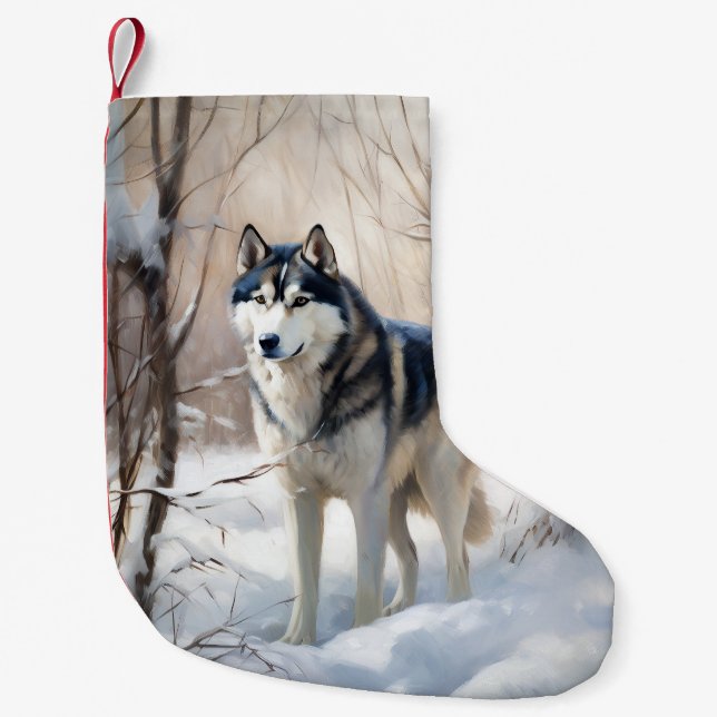 Petite Chaussette De Noël Sibérien Husky Laisser Neige Noël (Devant)