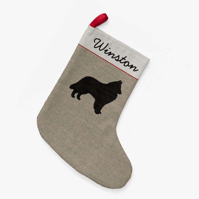Petite Chaussette De Noël Silhouette chien belge personnalisées Chien Noël (Devant (Accrochage))