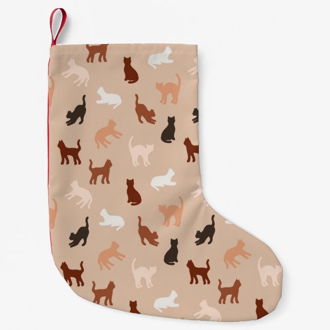 Petite Chaussette De Noël Silhouette de chat (Devant)