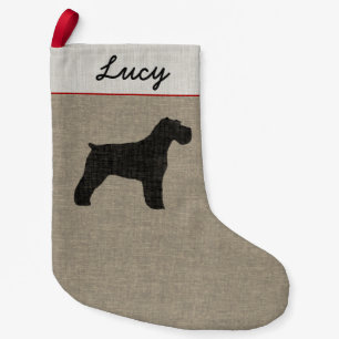 Petite Chaussette De Noël Silhouette de chien de Schnauzer avec les oreilles