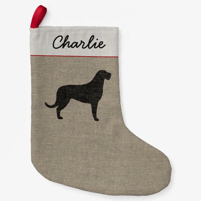 Petite Chaussette De Noël Silhouette de chien Wolfhound irlandais (Devant)
