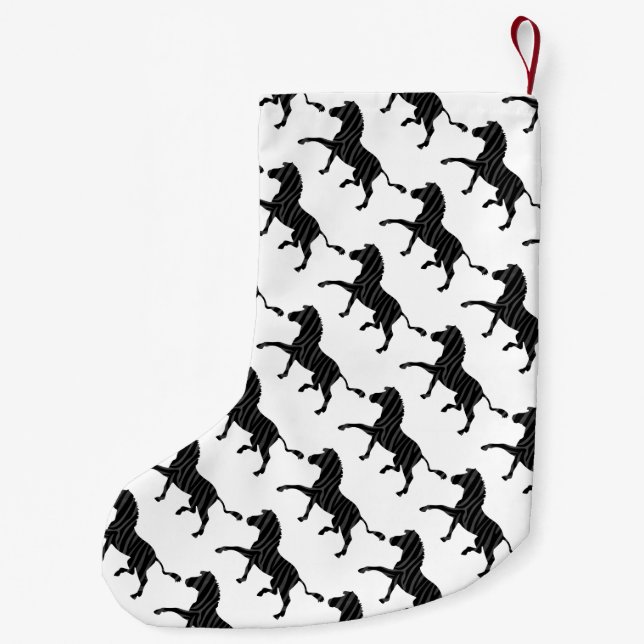 Petite Chaussette De Noël Silhouette d'impression noir et gris Zebra (Dos)