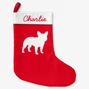 Petite Chaussette De Noël Silhouette   Frenchie Dog Holiday
