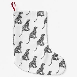 Petite Chaussette De Noël Silhouette gris léopard et gris clair