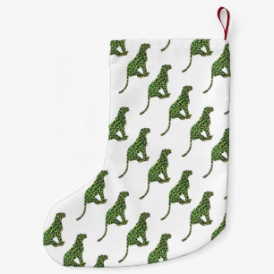 Petite Chaussette De Noël Silhouette léopard noir et vert
