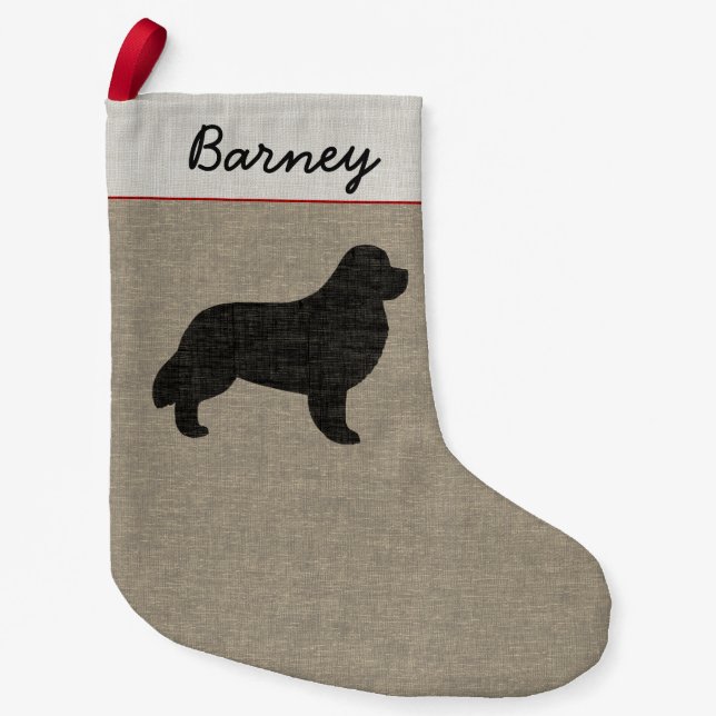 Petite Chaussette De Noël Silhouette Newf de chien de Terre-Neuve (Devant)