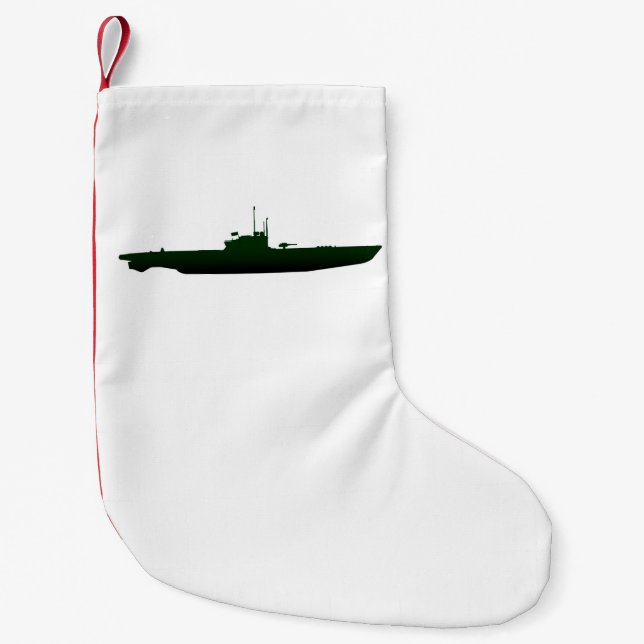 Petite Chaussette De Noël Silhouette sous-marine en blanc (Devant)