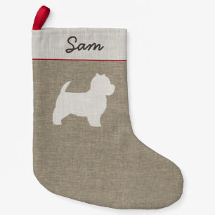 Petite Chaussette De Noël Silhouette Westie de Terrier blanc de montagne