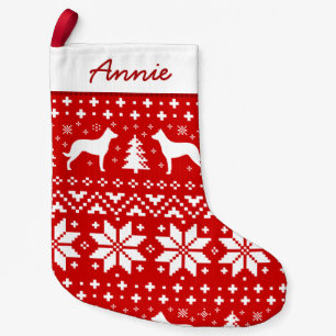 Petite Chaussette De Noël Silhouettes de Beauceron Chiens de vacances Motif 