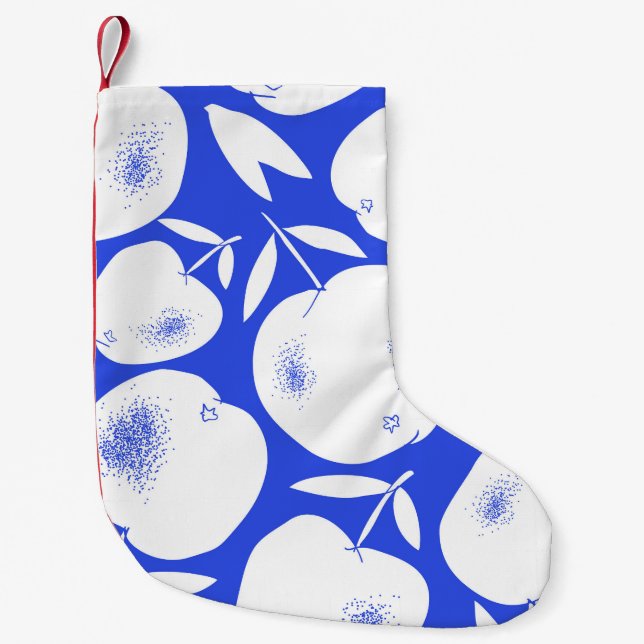 Petite Chaussette De Noël Silhouettes de pomme texturées : Motif à main (Devant)