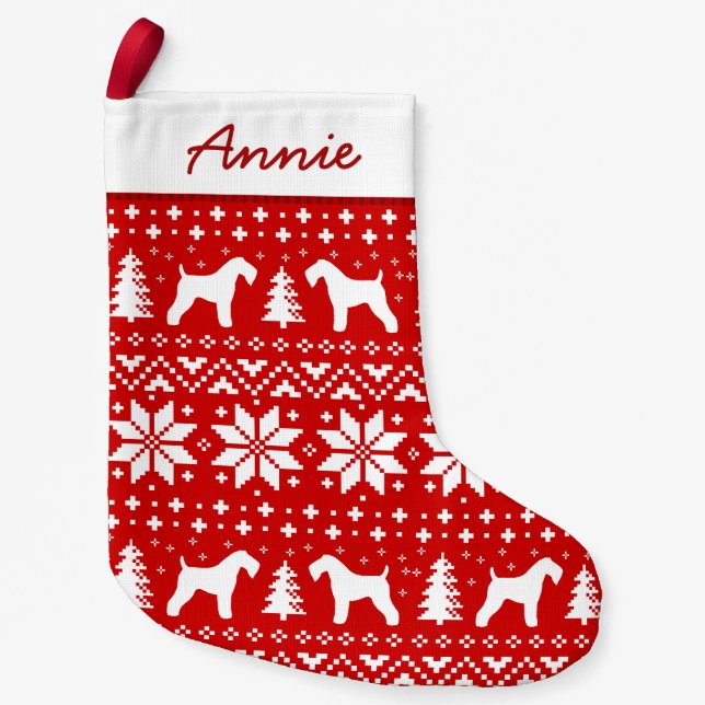 Petite Chaussette De Noël Silhouettes Kerry Blue Terrier Motif mite (Devant)