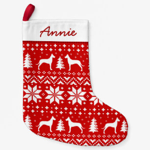 Petite Chaussette De Noël Silhouettes Motifs de Great Dane Coupe rouge et bl