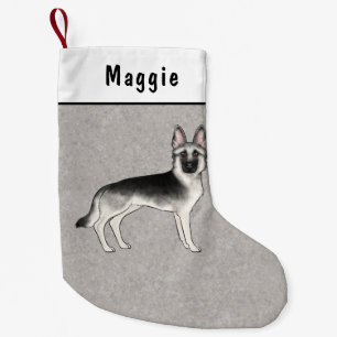 Petite Chaussette De Noël Silver Sable Berger Allemand Dessin Chien Et Nom