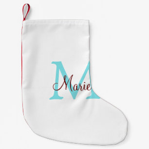 Petite Chaussette De Noël simple ajout de nom monogramme rose rouge jeton