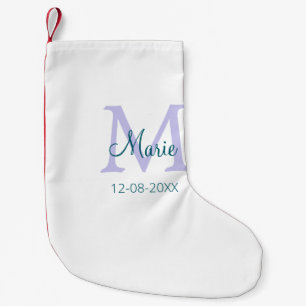 Petite Chaussette De Noël simple minimum ajouter nom monogramme violet vert 