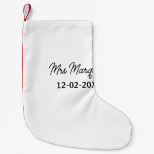 Petite Chaussette De Noël simple monogramme minimaliste Mme M. nom date anné